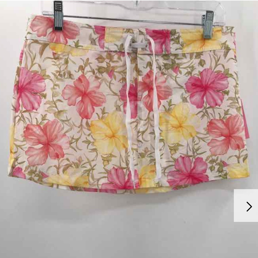 Love Shack Fancy Hurley thank Floral Hibiscus Boardie Skirt Swim Cover Up